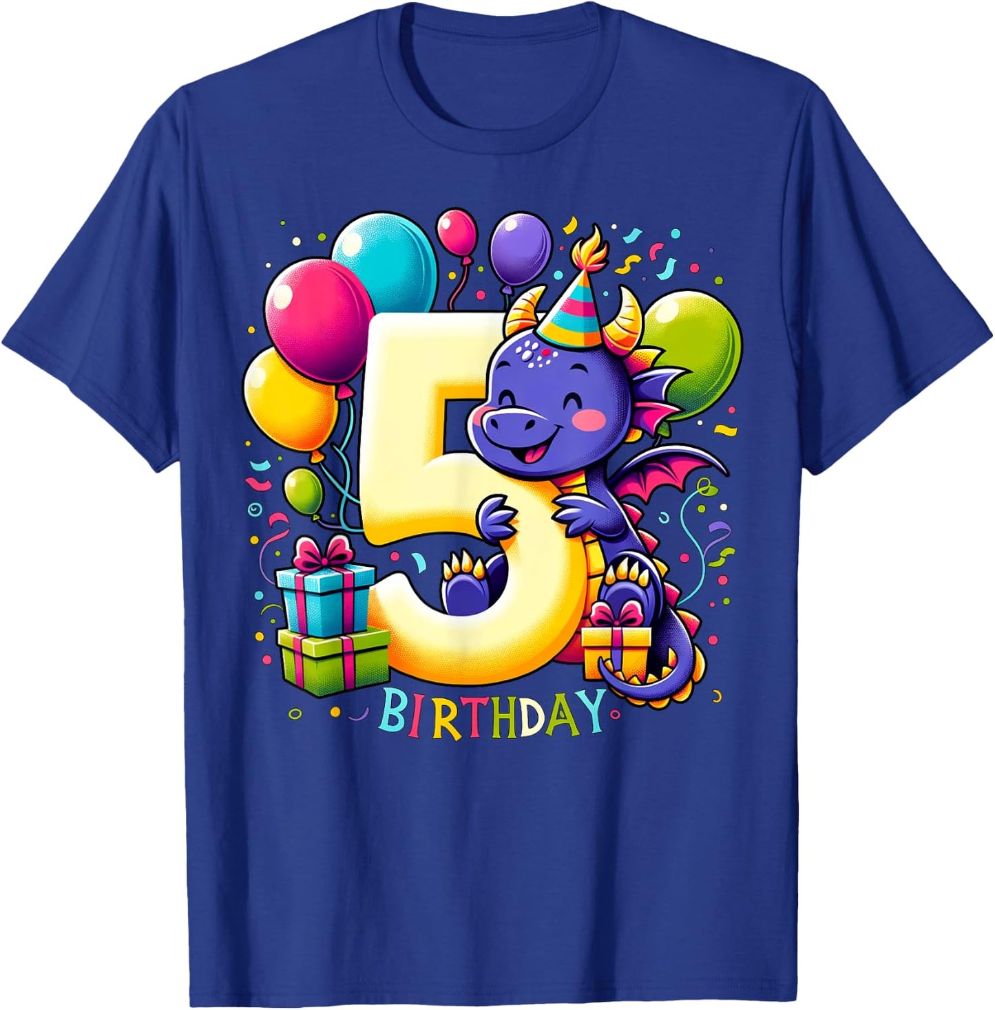 Boys, Girls, Kids turnung 5 birthday Dragon 5th Bday T-Shirt - T-Shirt | Royal