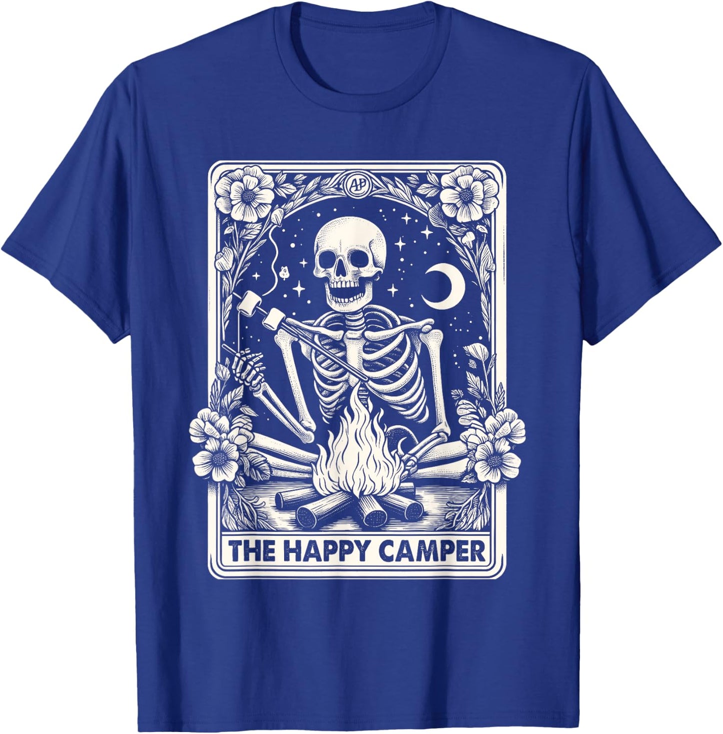 Happy Camper Card Skeleton Camper Camping Halloween T-Shirt - T-Shirt | Royal