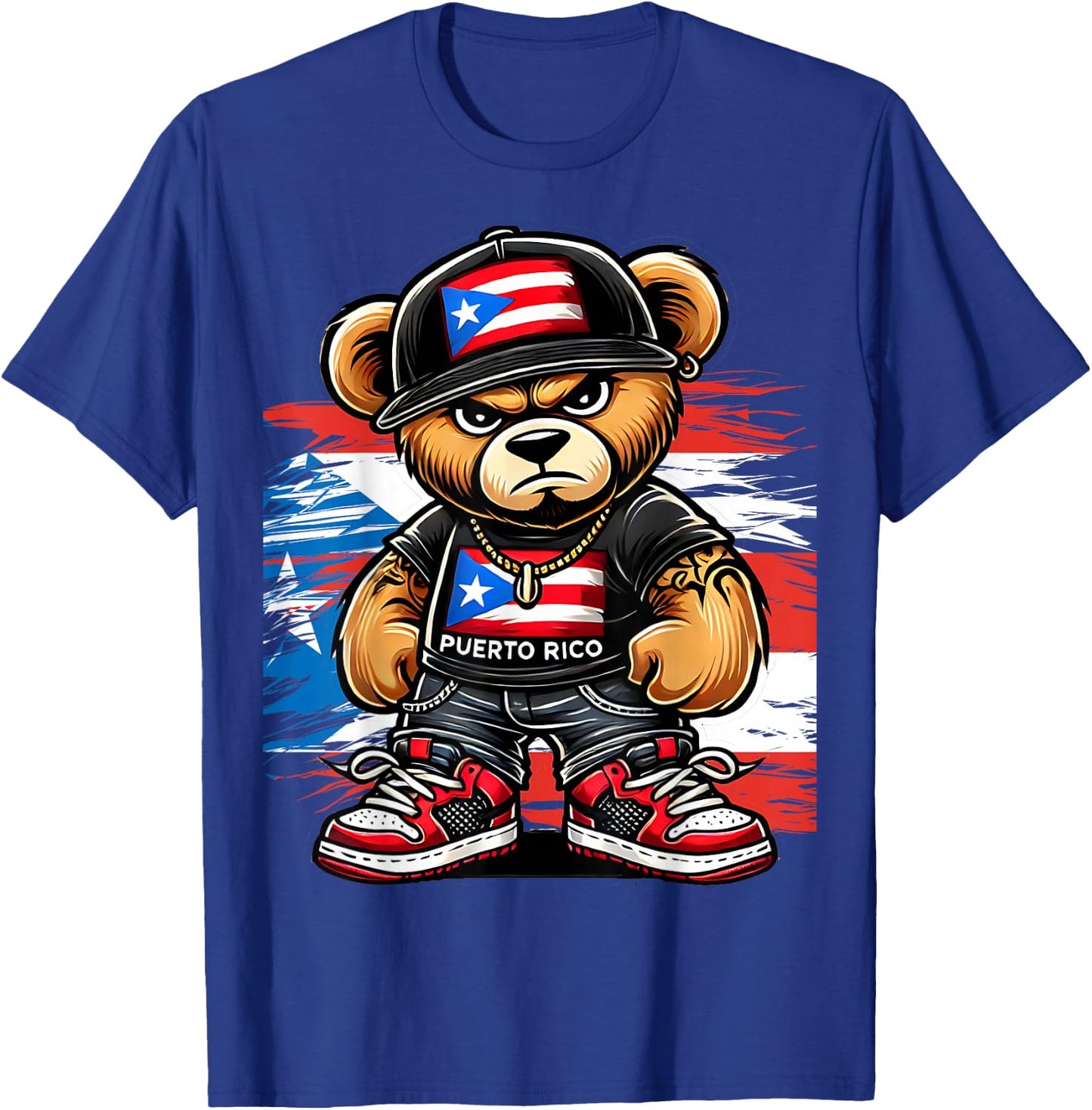 Cute Teddy Bear Puerto Rico Flag Boricua Puerto Rican T-Shirt - T-Shirt | Royal