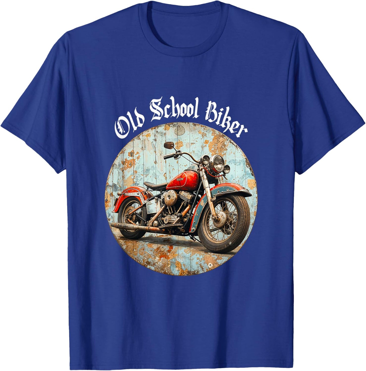 Old School Biker Motorcycle Biker Gift , Black, S T-Shirt - T-Shirt | Royal