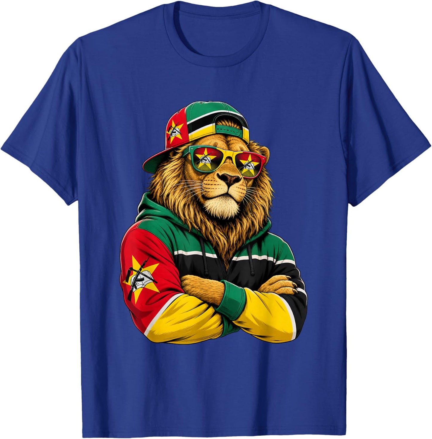 Country National Pride Mozambique Lion Flag T-Shirt - T-Shirt | Royal