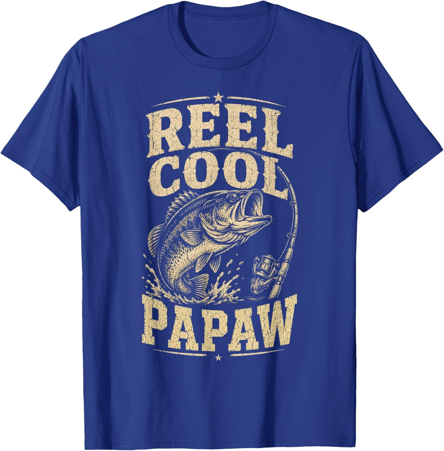 Reel Cool Papaw Grandpa Funny Fathers Day Vintage Style T-Shirt - T-Shirt | Royal
