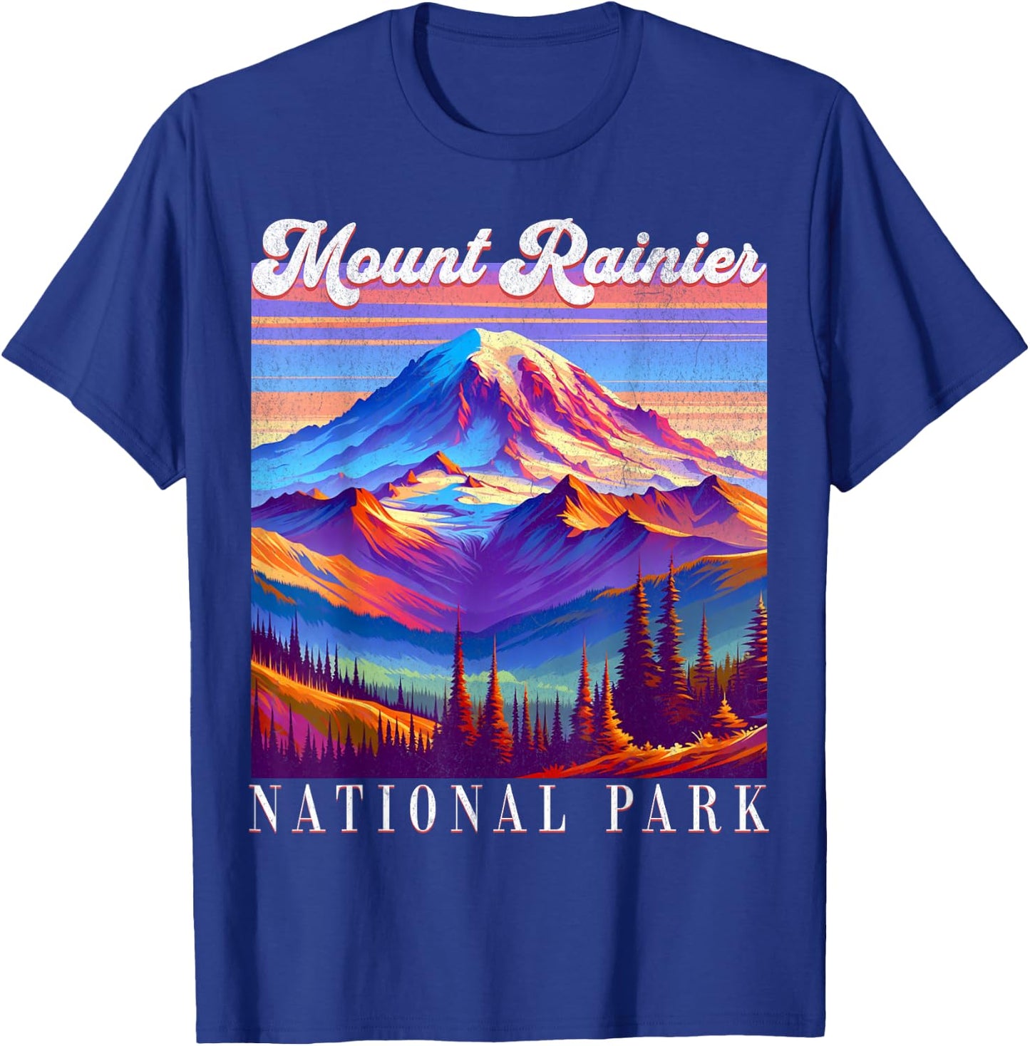 Mt. Rainier National Park Mountain Art Souvenir T-Shirt - T-Shirt | Royal
