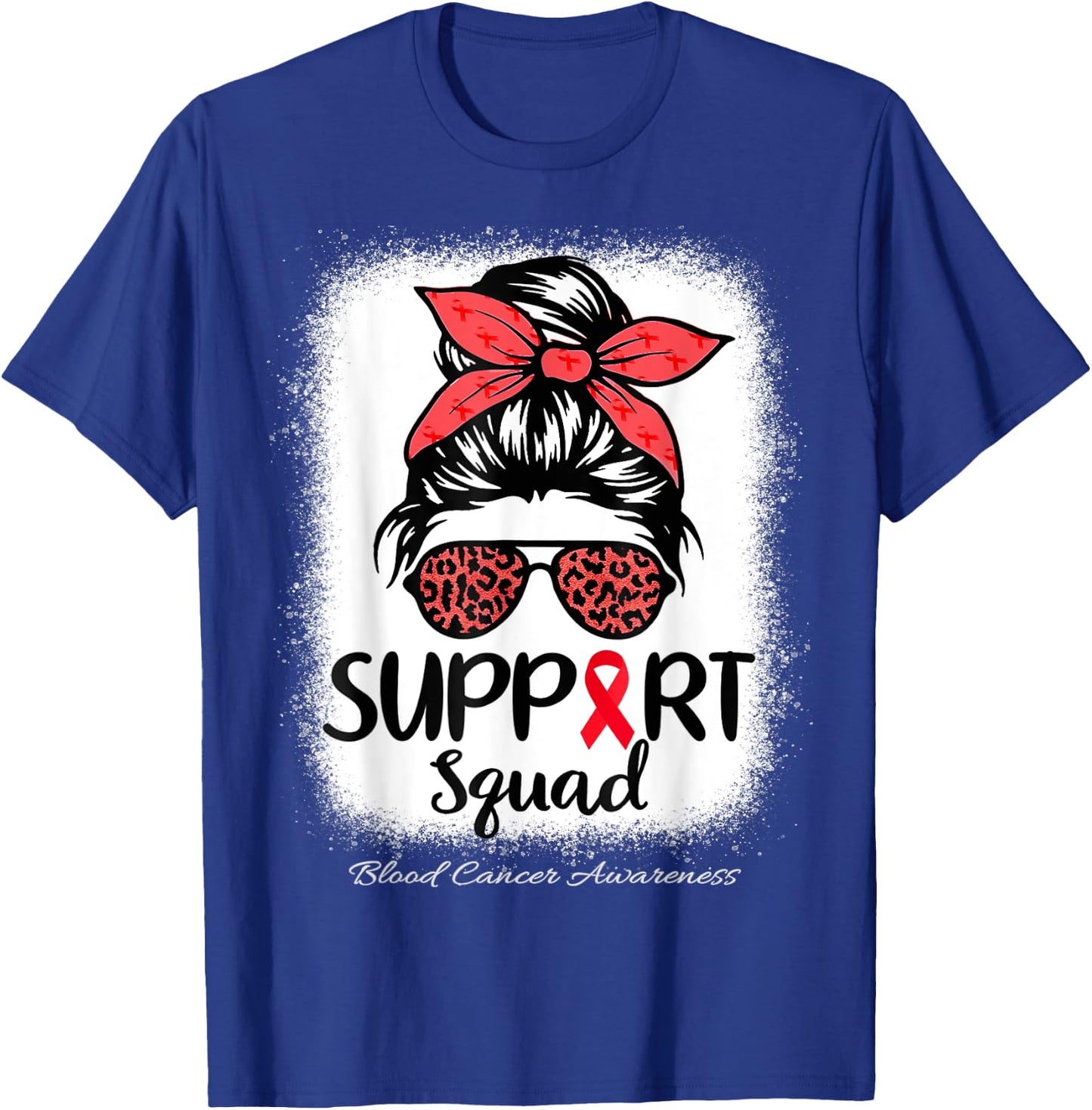 Support Squad Messy Bun Blood Cancer Awareness supporter Red T-Shirt - T-Shirt | Royal