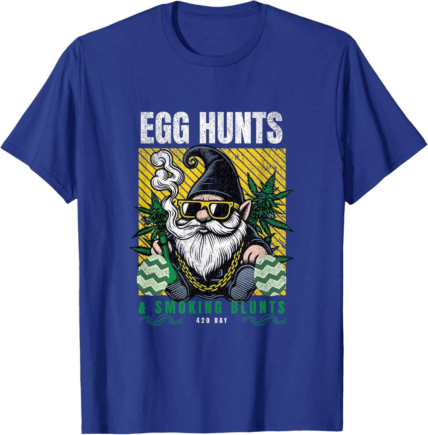 Stoned Easter Gnome With Joint 4/20 Marijuana Easter 420 Day T-Shirt - T-Shirt | Royal