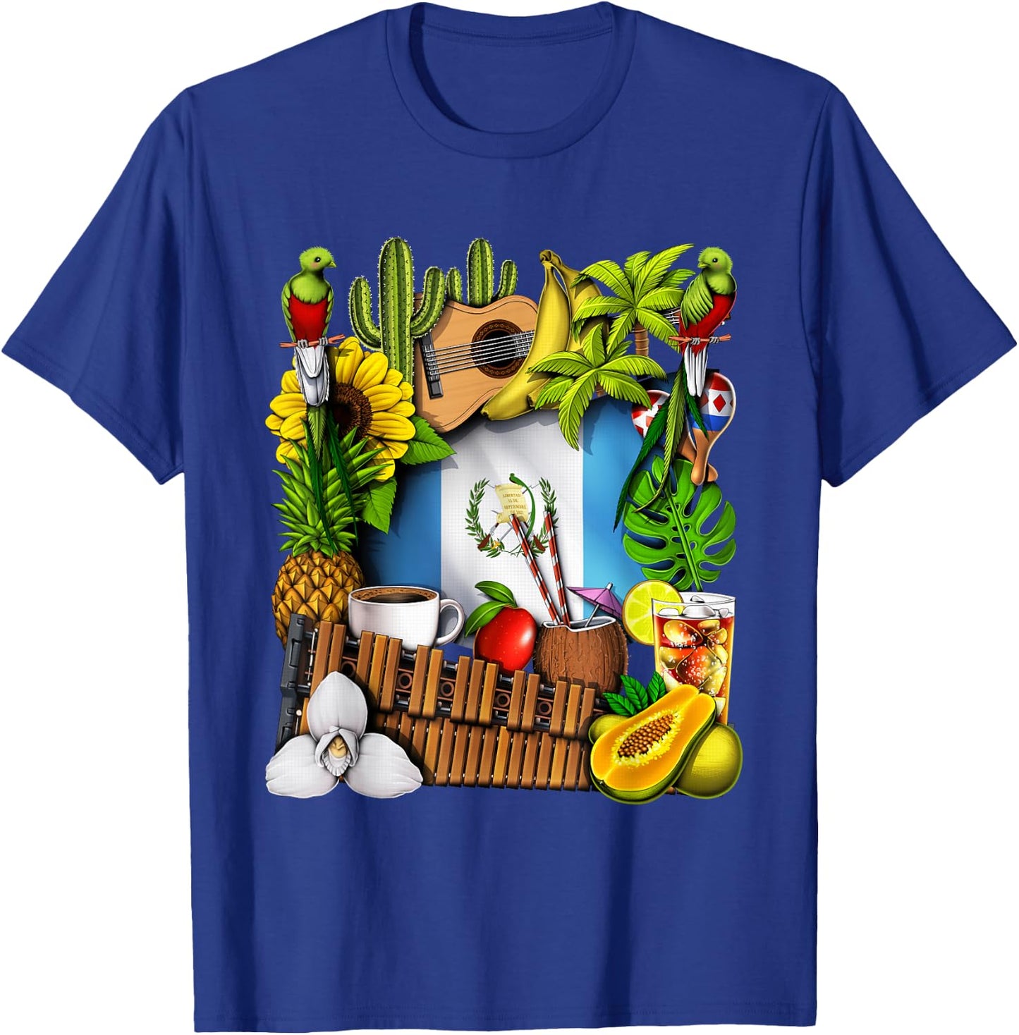 Guatemala Flag Quetzal Bird Guatemalan Heritage Roots T-Shirt - T-Shirt | Royal