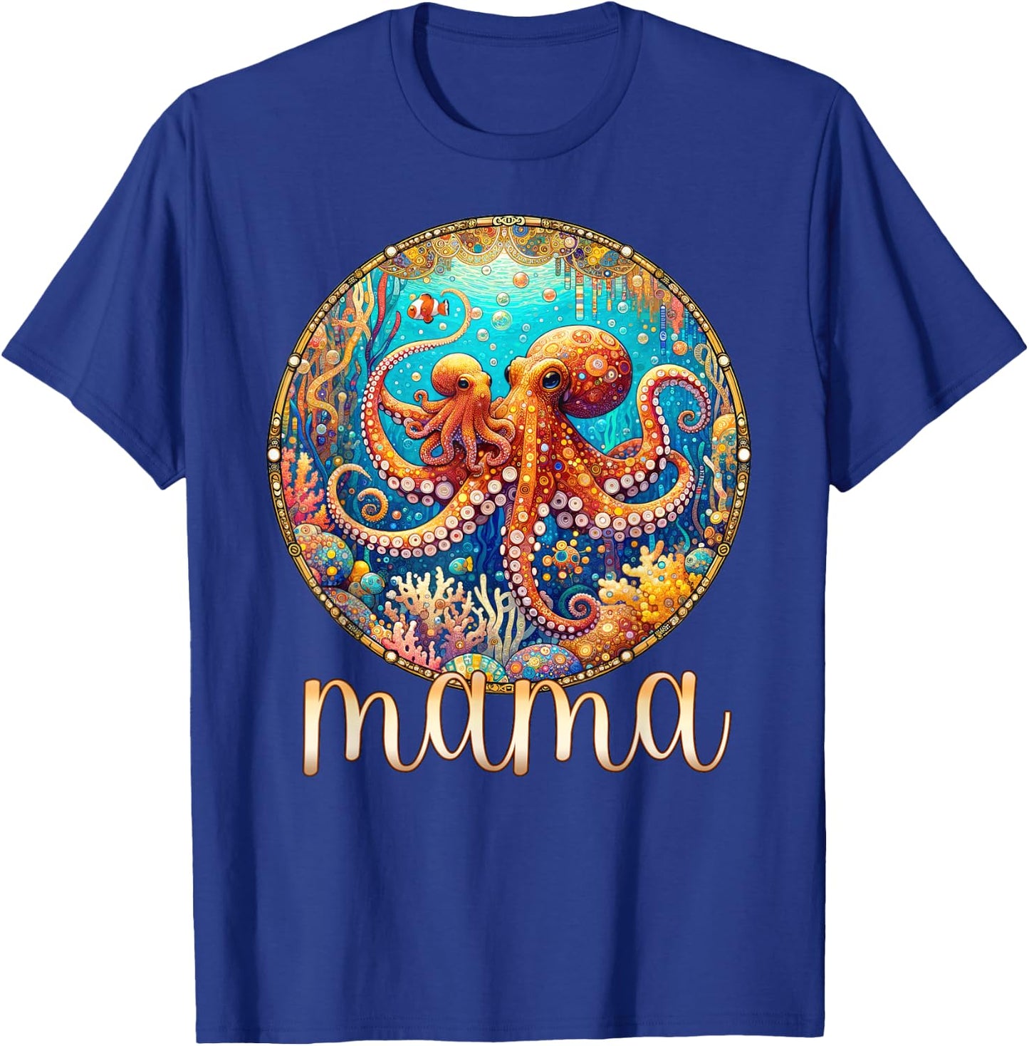 Mom & Baby Octopus - Sea Ocean Animal Mama Mother's Day T-Shirt - T-Shirt | Royal