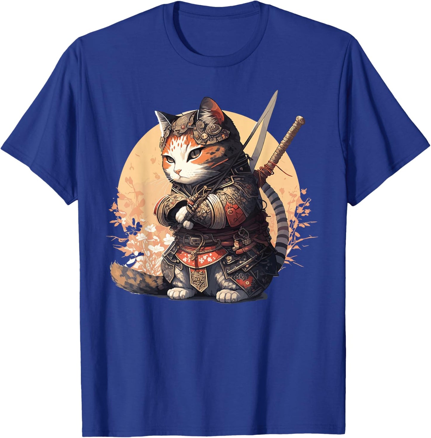 Samurai Cat Warrior Japanese Ninja Cat Kawaii T-Shirt - T-Shirt | Royal