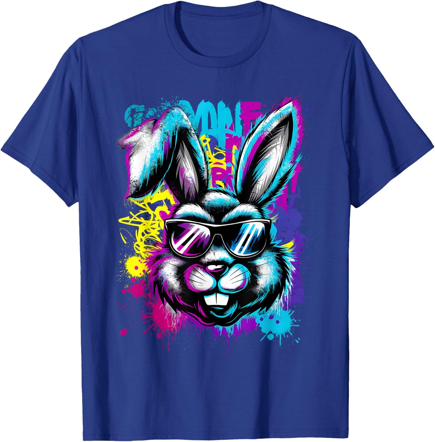 Happy Easter Graffiti Bunny Face Boys Girls Kids Easter T-Shirt - T-Shirt | Royal