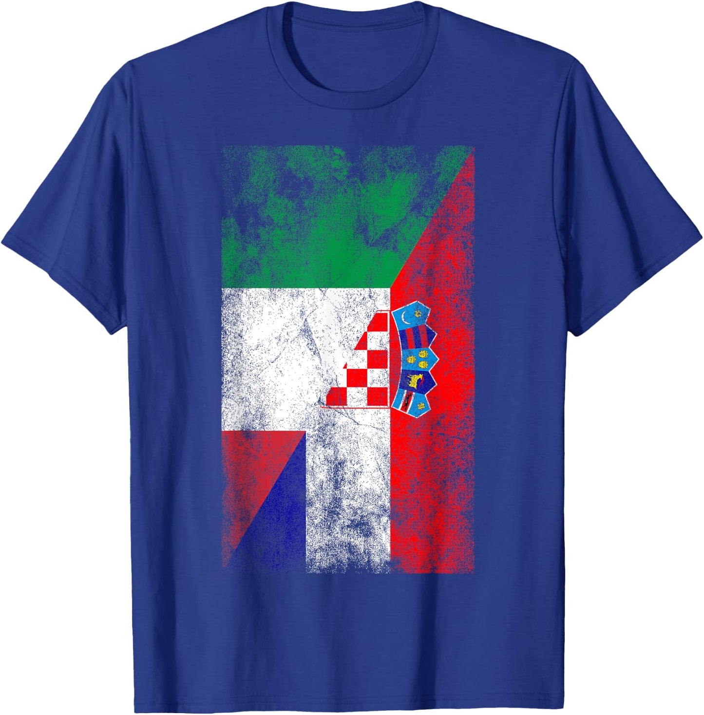 Italy Croatia Flags - Italian Croatian T-Shirt - T-Shirt | Royal