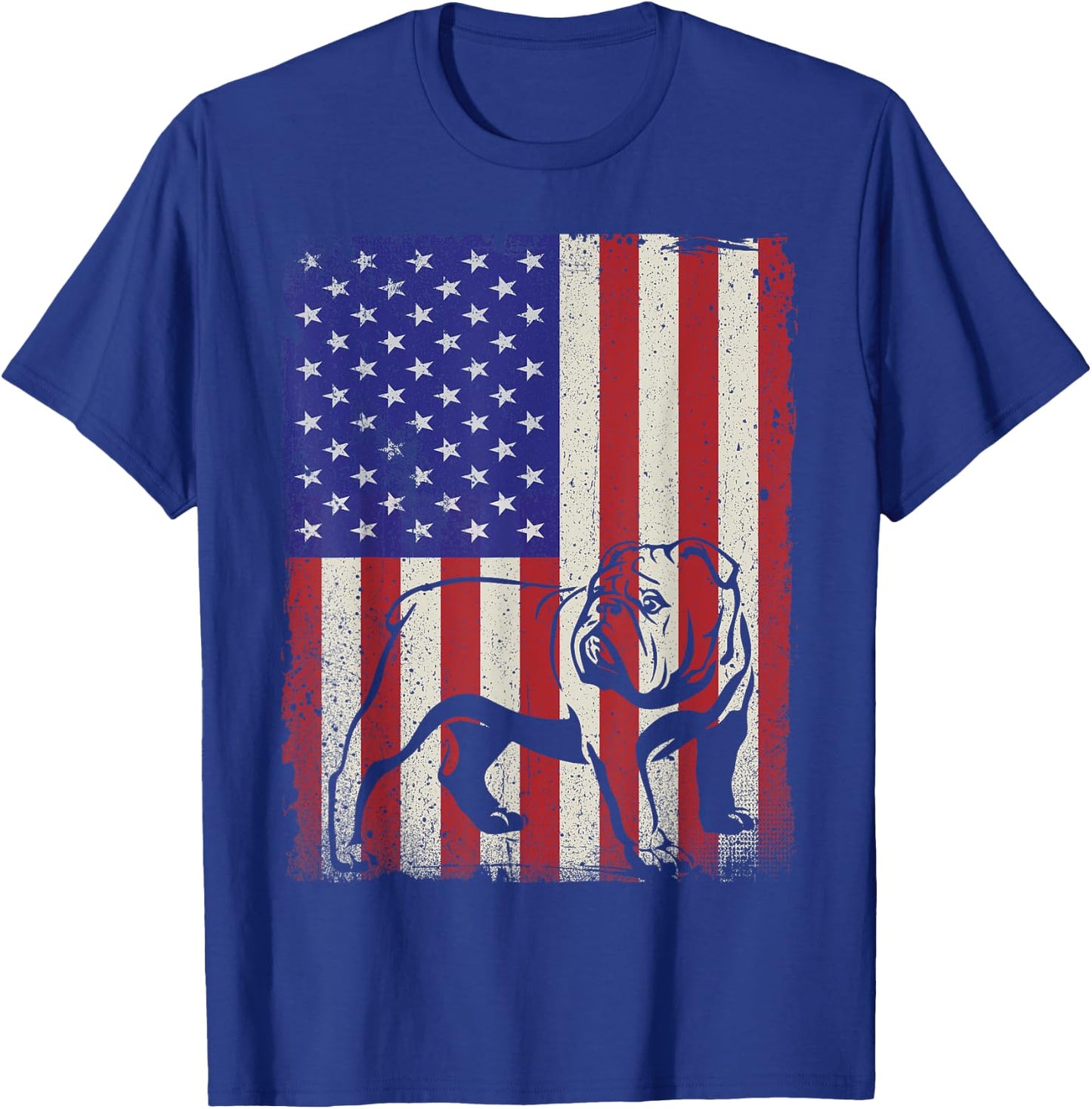 American Flag Best English Bulldog Dad Ever Dog Dad Women Kids Men T-Shirt - T-Shirt | Royal