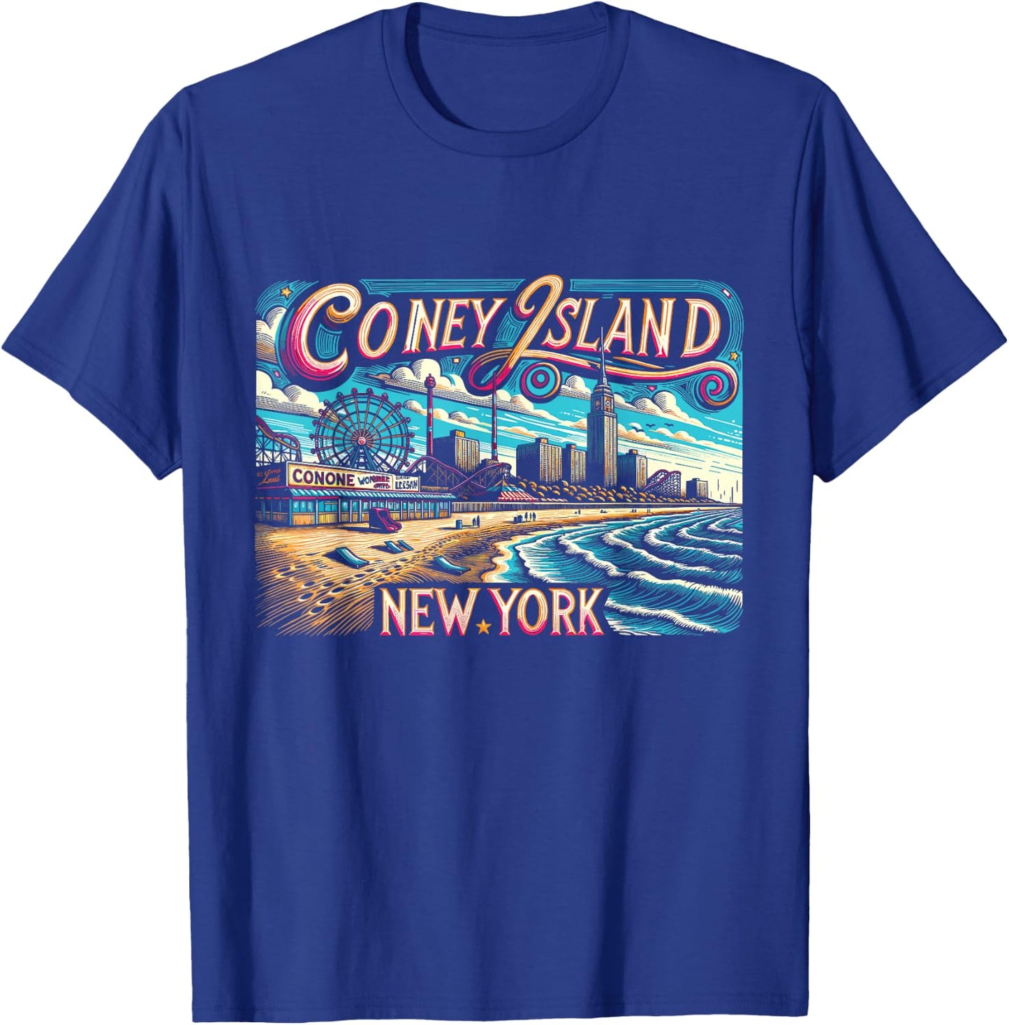 Coney Island New York Travel Summer Family Vacation T-Shirt - T-Shirt | Royal