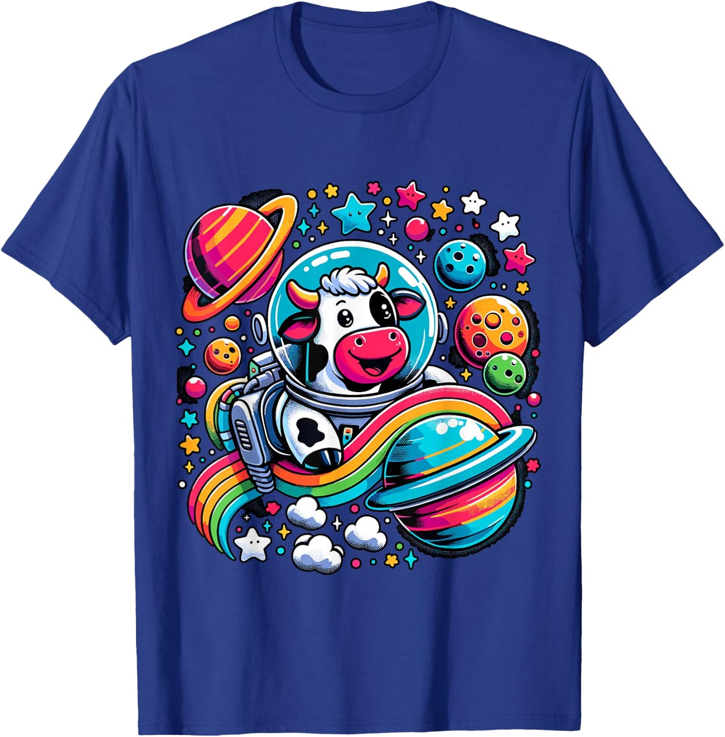 Astronaut Cow Space Galaxy T-Shirt - T-Shirt | Royal