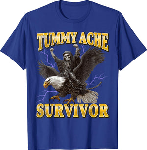 Tummy Ache Survivor Hard Skeleton Meme T-Shirt - T-Shirt | Royal