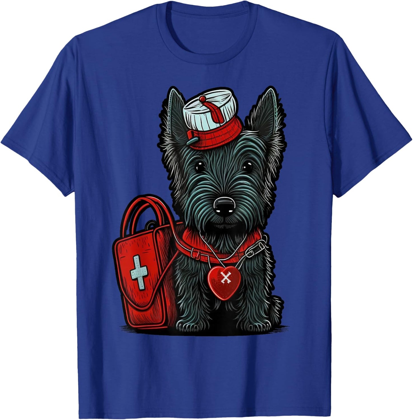 Medical Nursing Scottie on Nurse Scottish Terrier T-Shirt - T-Shirt | Royal