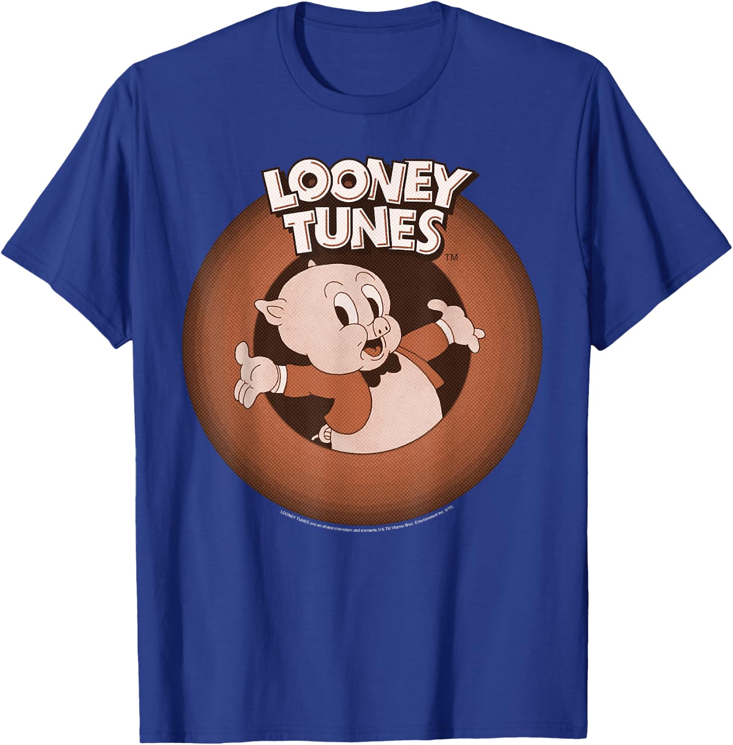 Looney Tunes Porky Pig Classic Logo Portrait T-Shirt - T-Shirt | Royal