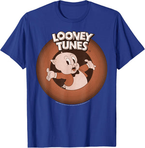 Looney Tunes Porky Pig Classic Logo Portrait T-Shirt - T-Shirt | Royal