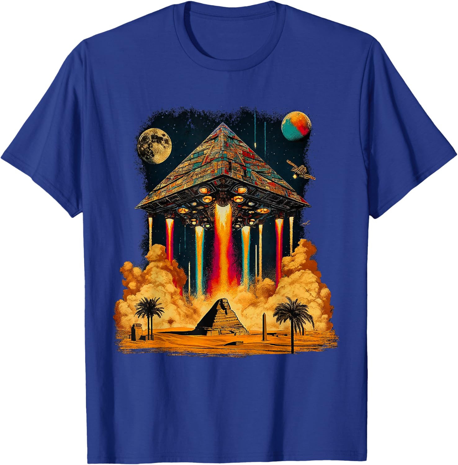 Alien Pyramid Ancient UFO Spaceship Design Astronaut Ancient , Black, S T-Shirt - T-Shirt | Royal