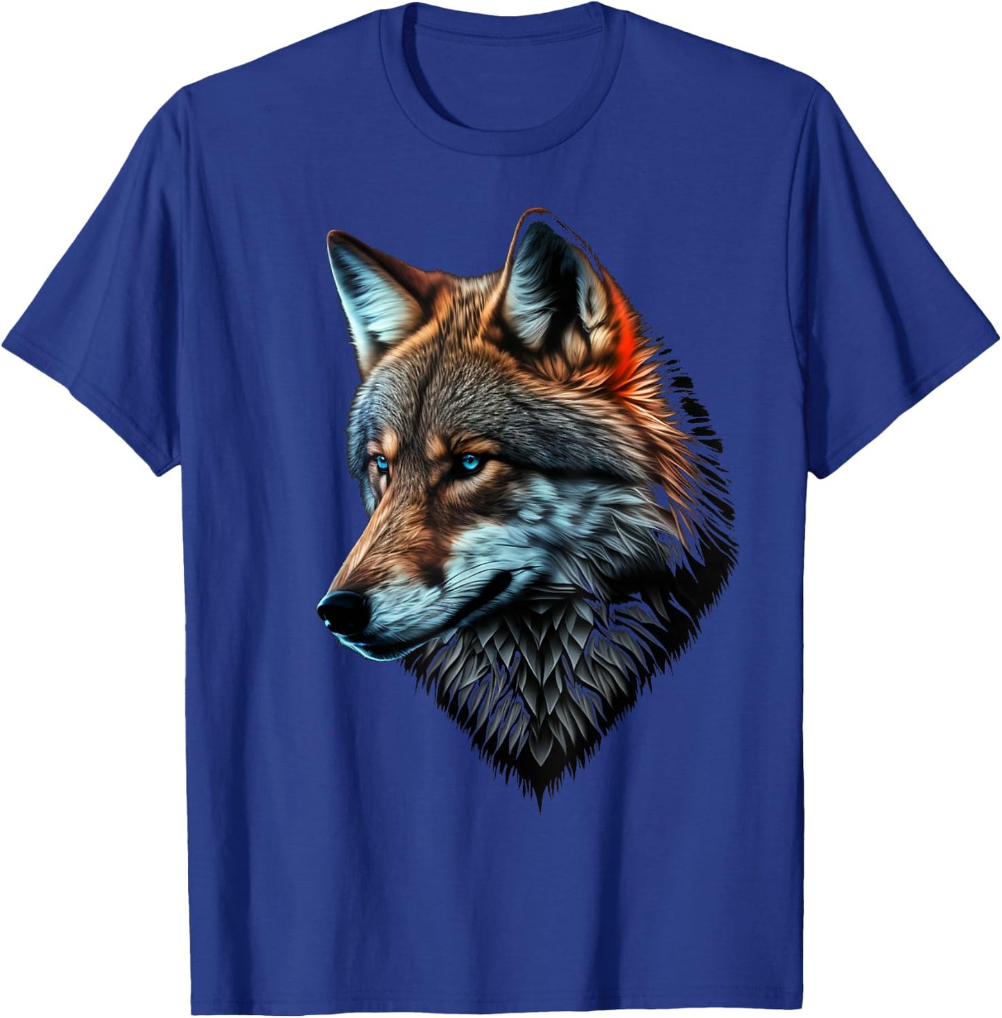 Wolf Porträt Blaue Augen Tierdruck Kunst Wolf T-Shirt - T-Shirt | Royal