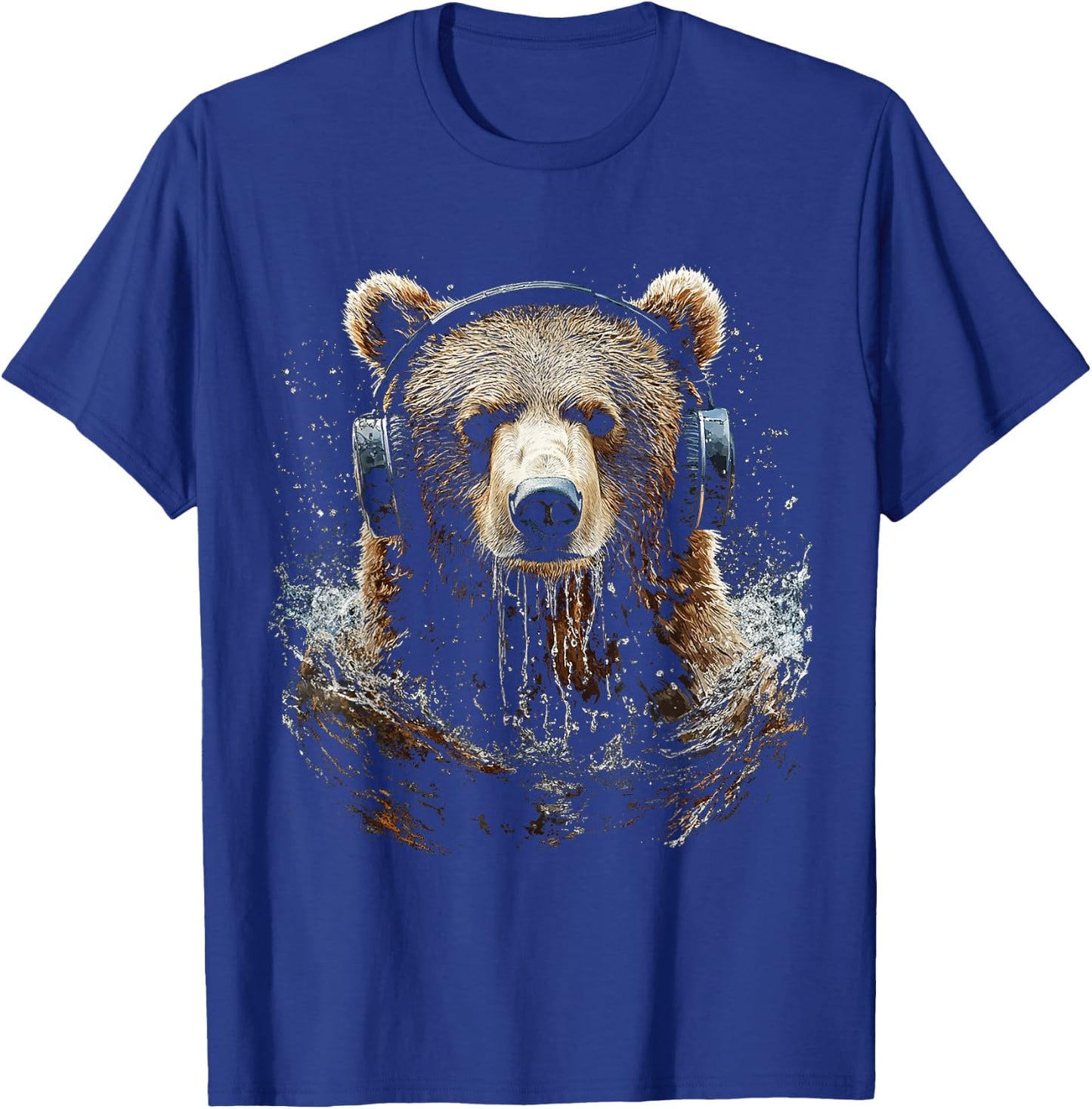 Bear Animal Motif Music Headphone Artwork Bear T-Shirt - T-Shirt | Royal
