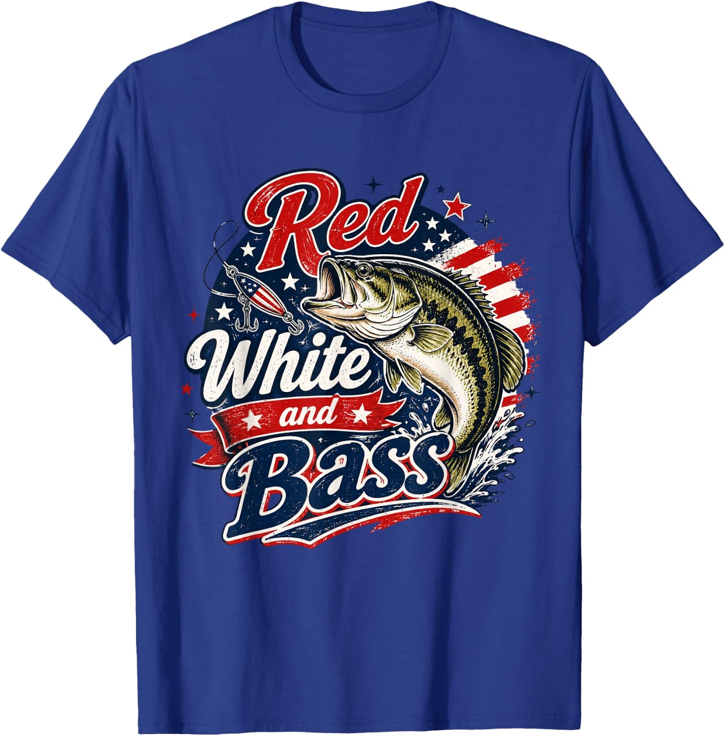 Cool Red White and Bass Patriotic Fishing USA Flag Fisherman T-Shirt - T-Shirt | Royal