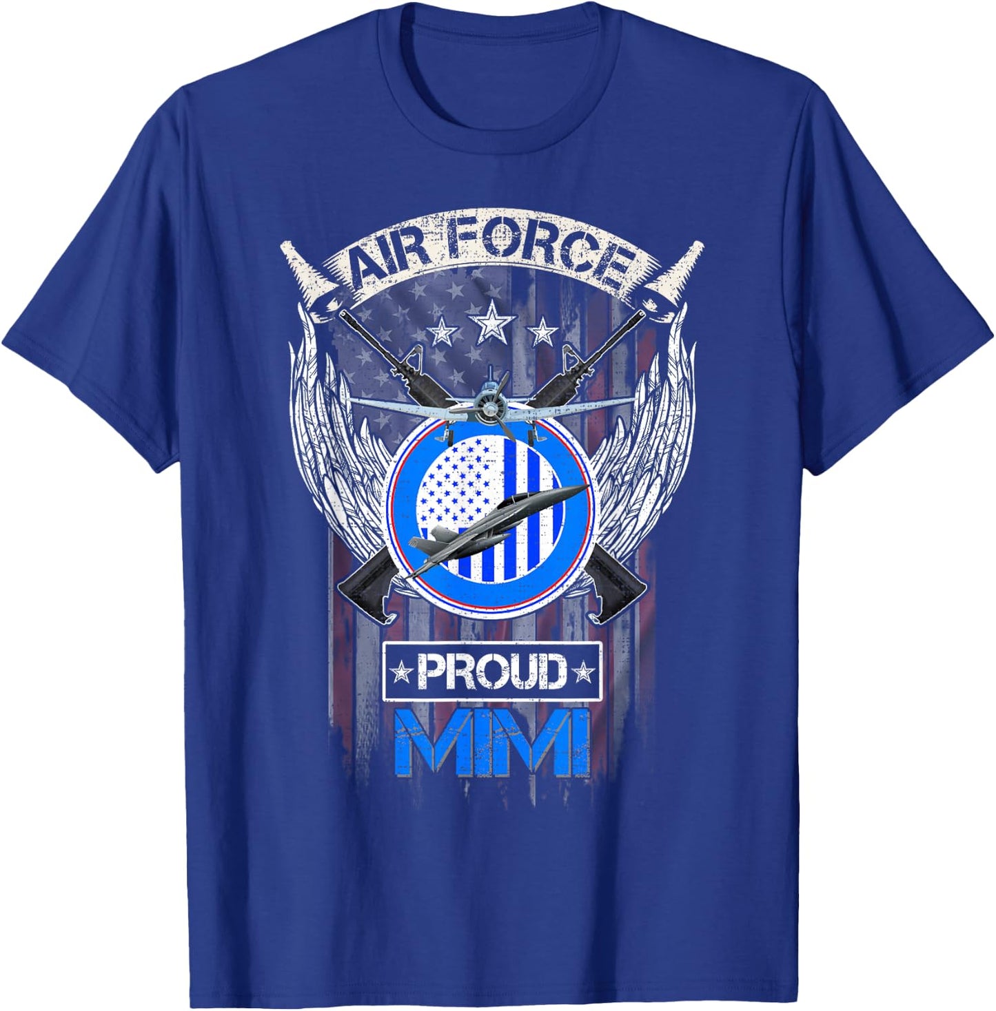 Vintage USA American Flag US Air Force Proud Veteran Mimi T-Shirt - T-Shirt | Royal