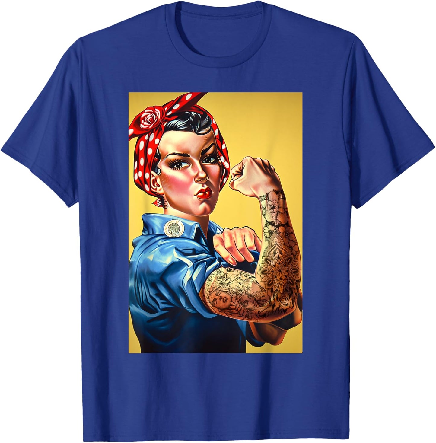Rosie The Riveter Tattoo Sleeves Feminist Tattoo Shop Owner T-Shirt - T-Shirt | Royal