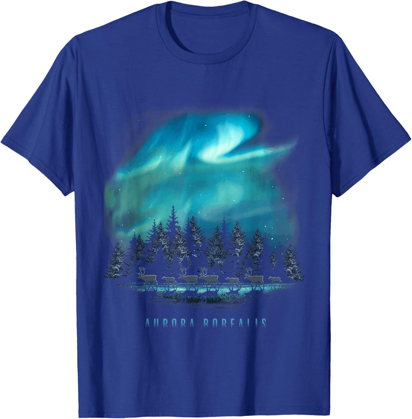 The Secret of Moose Aurora Borealis - Northern Lights - -Adults - Black - Small - Short Sleeve T-Shirt - T-Shirt | Royal