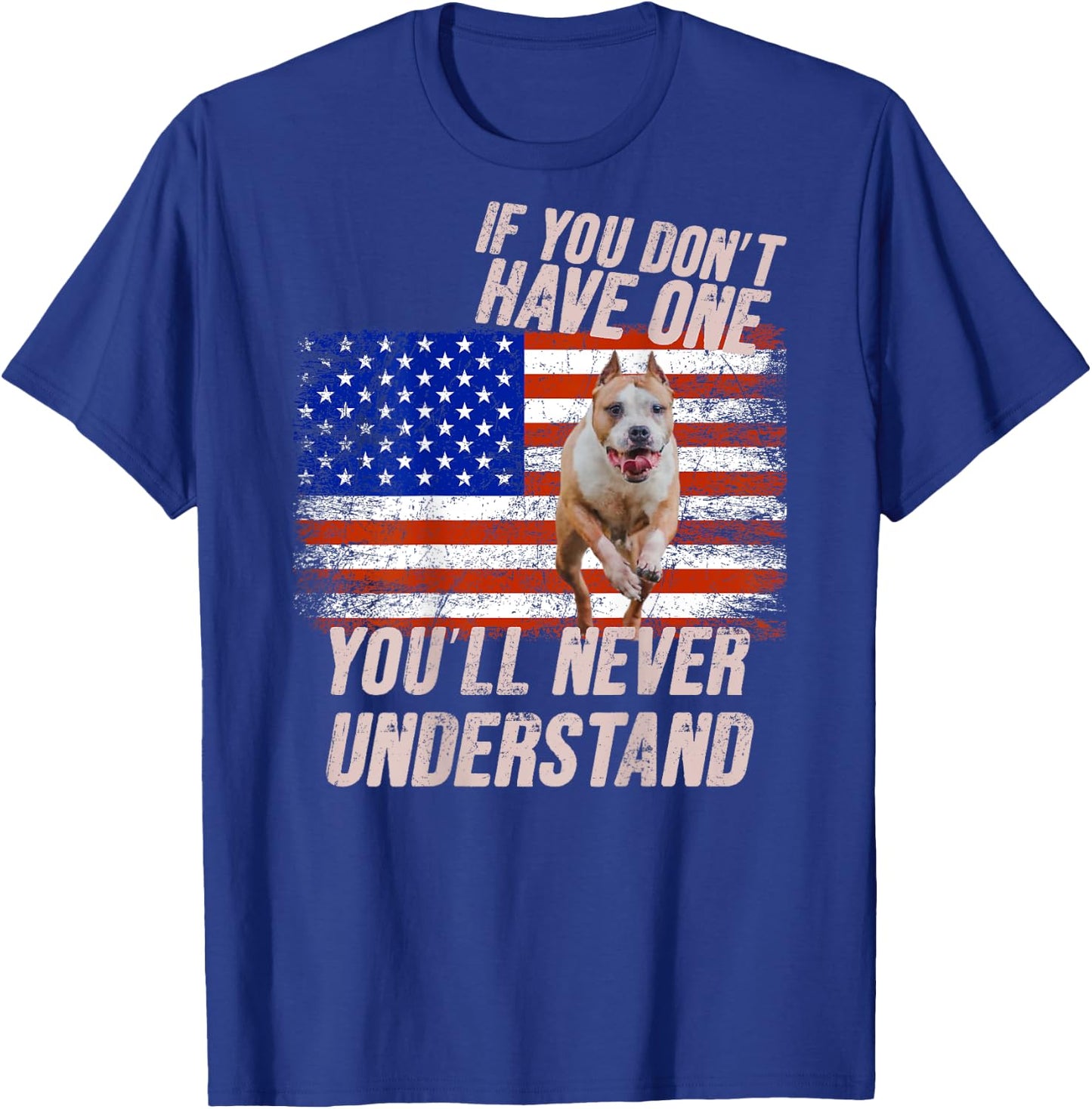 Funny Pitbull USA Shirt Pitbull Lover Gift Retro Pit T-Shirt - T-Shirt | Royal