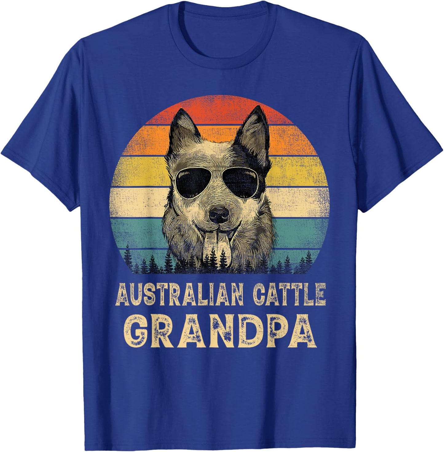 Vintage Australian Cattle Grandpa Dog Lovers Father's Day Men Women T-Shirt - T-Shirt | Royal