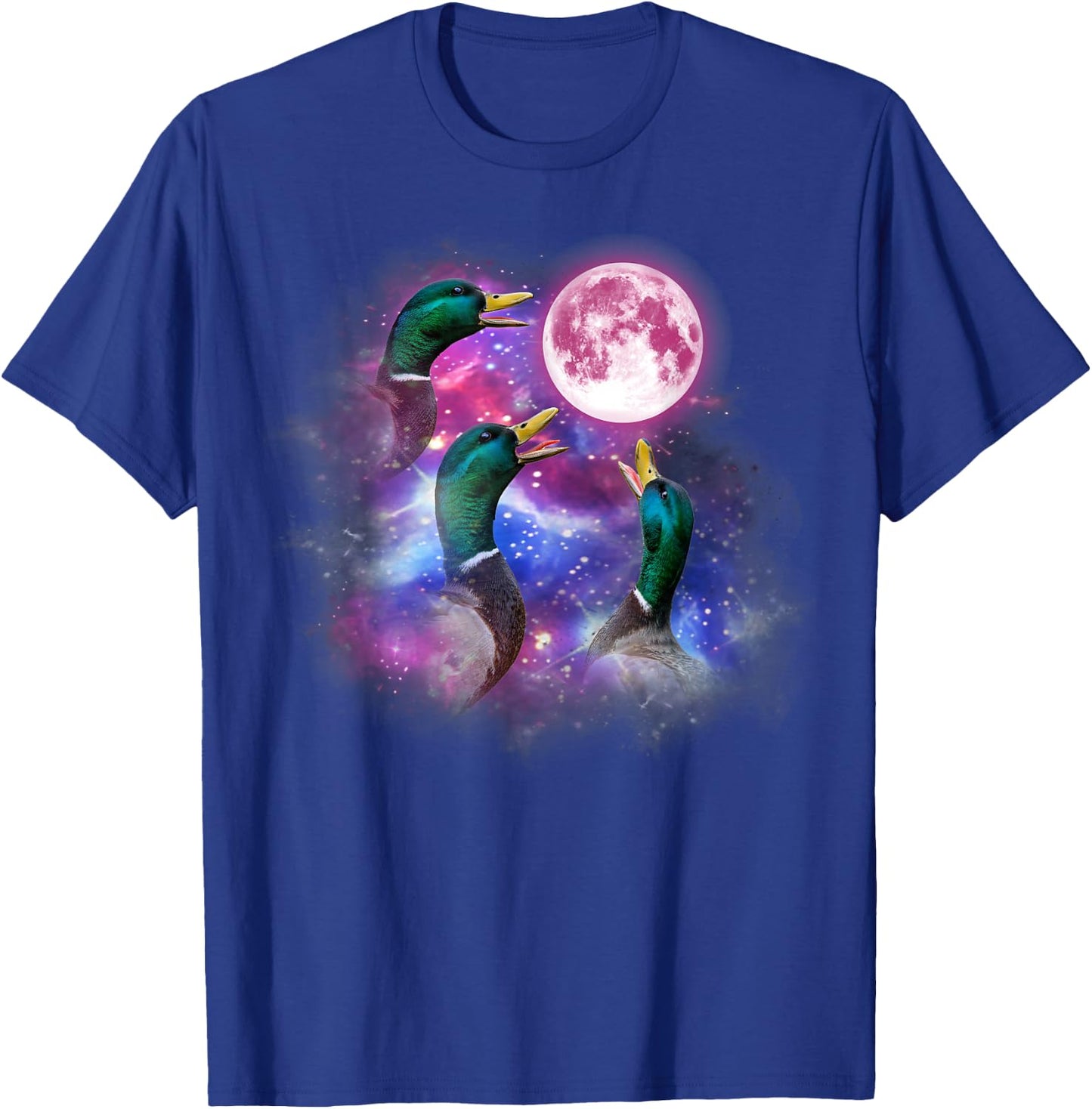 Mallard duck Howling At The Moon Wildlife colorful duck T-Shirt - T-Shirt | Royal