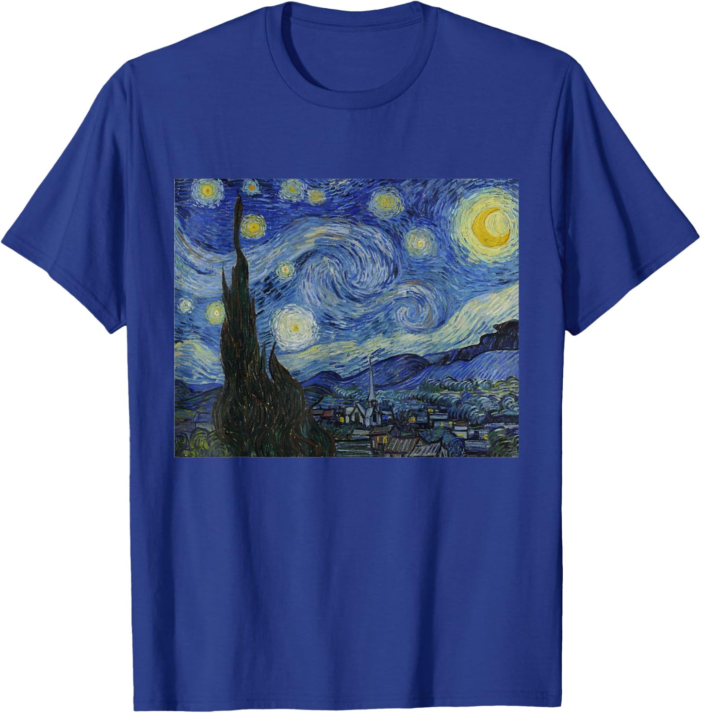 Starry Night by Vincent van Gogh | Famous Painting T-Shirt - T-Shirt | Royal