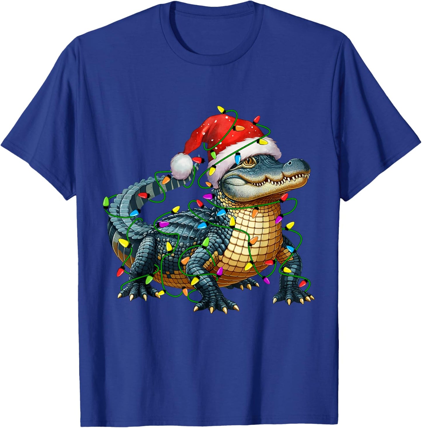 Alligator Santa Christmas Tree Lighting Xmas Funny T-Shirt - T-Shirt | Royal