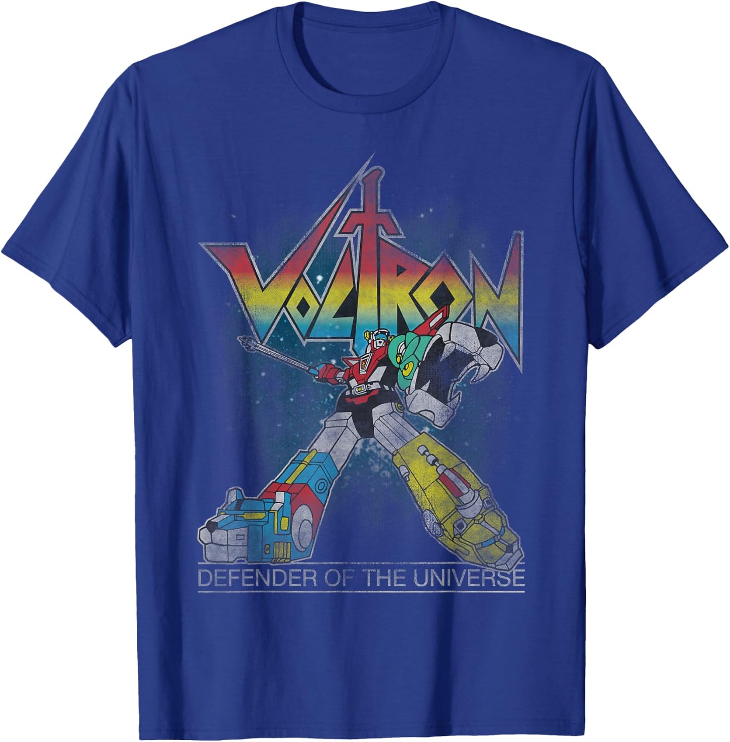 Voltron Retro Defender Rainbow Graphic T-Shirt - T-Shirt | Royal