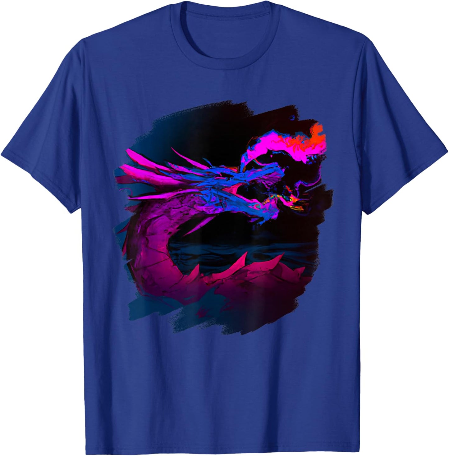 Cool Artistic Dragon Breathing Magic Fire Mythical Dragons T-Shirt - T-Shirt | Royal