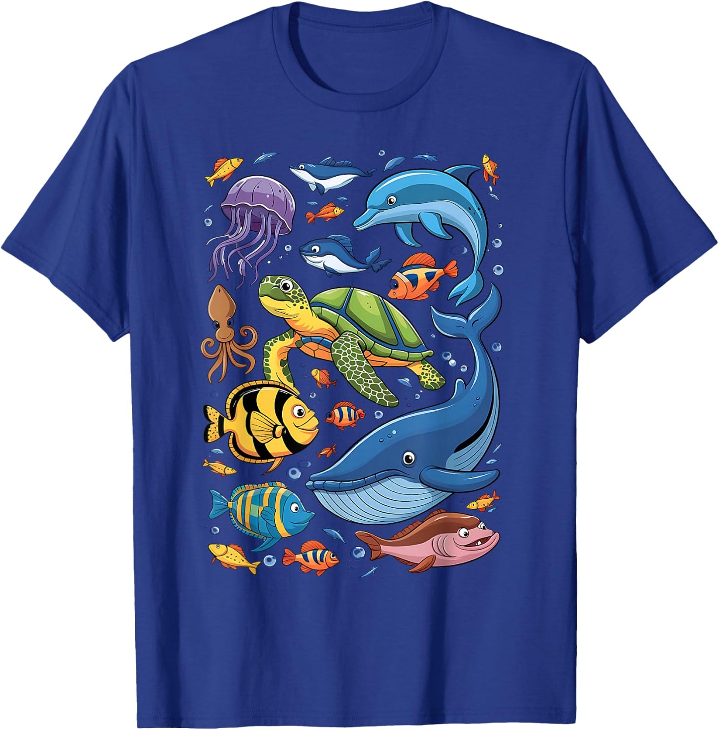 Sea Creature Animal Marine Ocean Life Turtle Whale Dolphin T-Shirt - T-Shirt | Royal