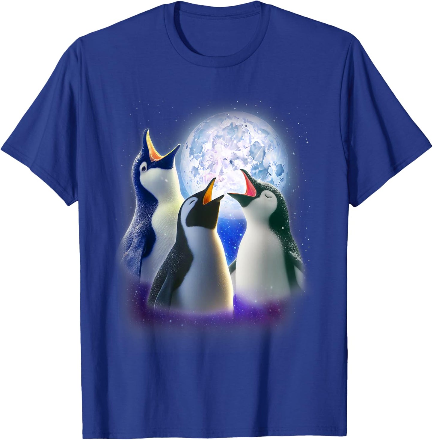3 Penguins Howling At The Moon Funny Penguin Animal Lover T-Shirt - T-Shirt | Royal