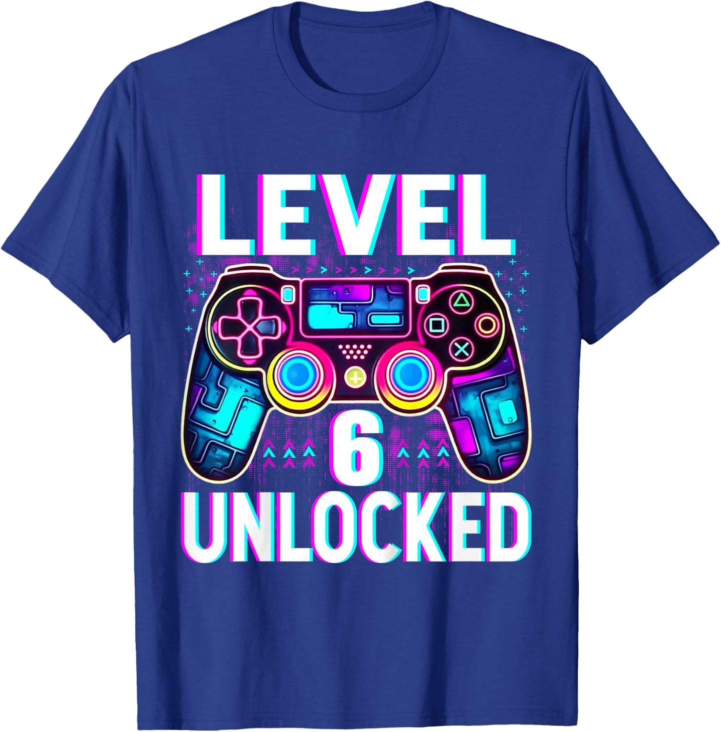 Kids Level 6 Unlocked Shirt Funny Video Gamer Geek 6th Birthday T-Shirt - T-Shirt | Royal