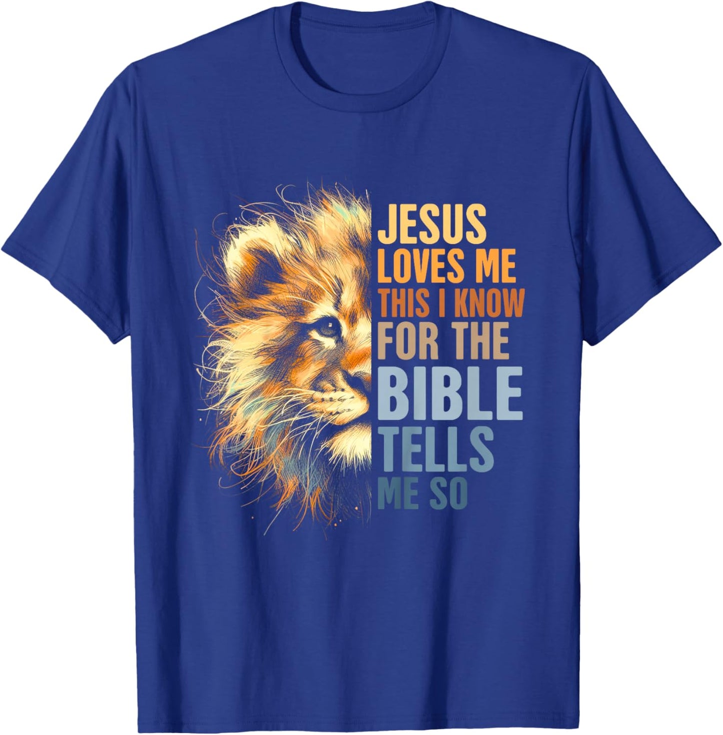 Kids Lion Christian Religious Baby Jesus Loves Me This I Know T-Shirt - T-Shirt | Royal