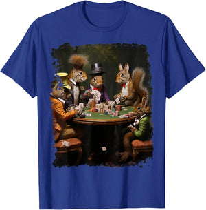 Playing Card Pop Art Gambling Squirrel Playing Poker Cards T-Shirt - T-Shirt | Royal