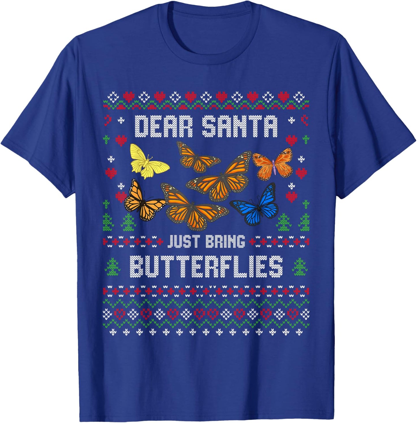 Butterfly Christmas Ugly Xmas Insect Sweater T-Shirt - T-Shirt | Royal