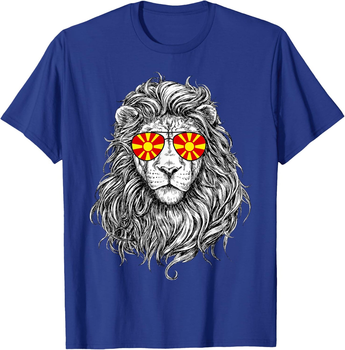 North Macedonia Flag Lion Sunglasses North Macedonia Gifts T-Shirt - T-Shirt | Royal