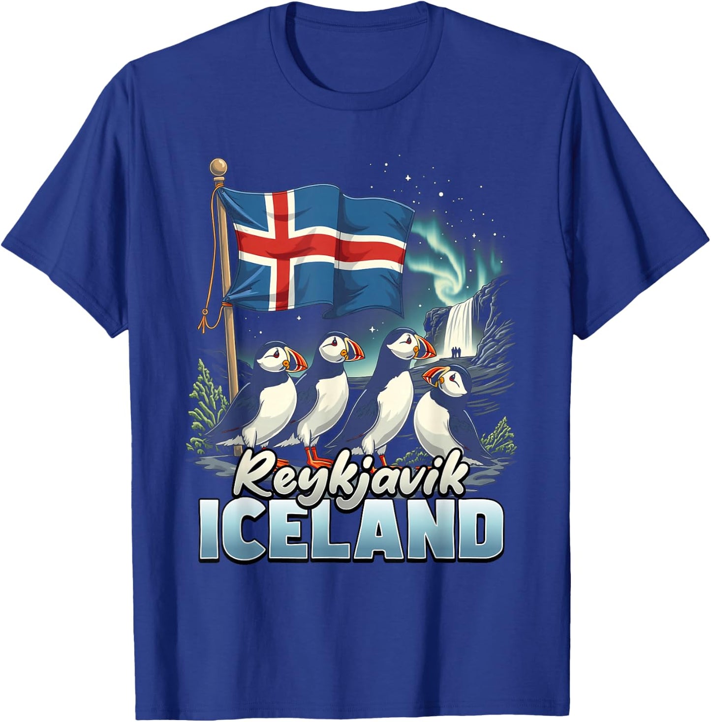 Reykjavik Iceland Flag Puffin Reykjavik Vacation Souvenir T-Shirt - T-Shirt | Royal