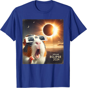 Funny Selfie Guinea Pig Kids Solar Eclipse T-Shirt - T-Shirt | Royal