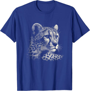 Leopard Cheetah Face Graphic Art Design T-Shirt - T-Shirt | Royal