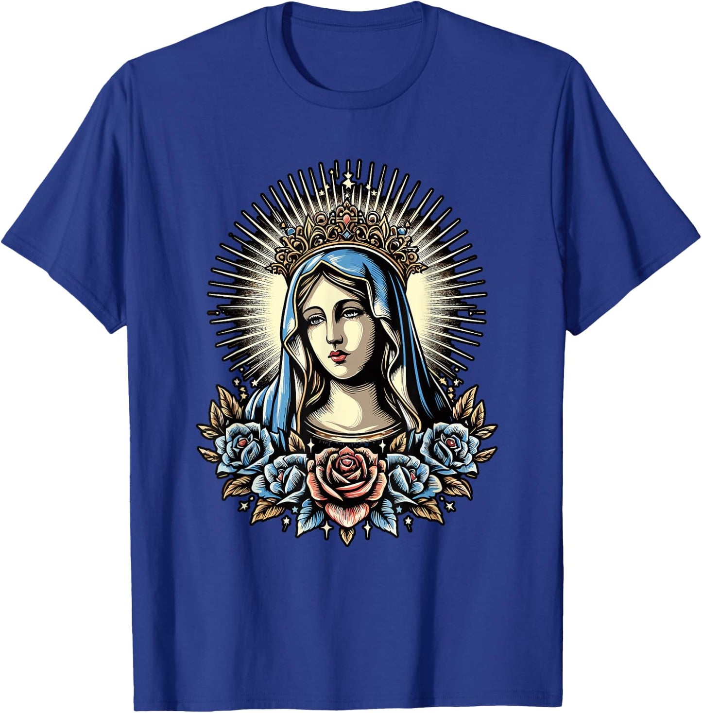 Virgin Mary Religious Art Spiritual Devotion T-Shirt - T-Shirt | Royal