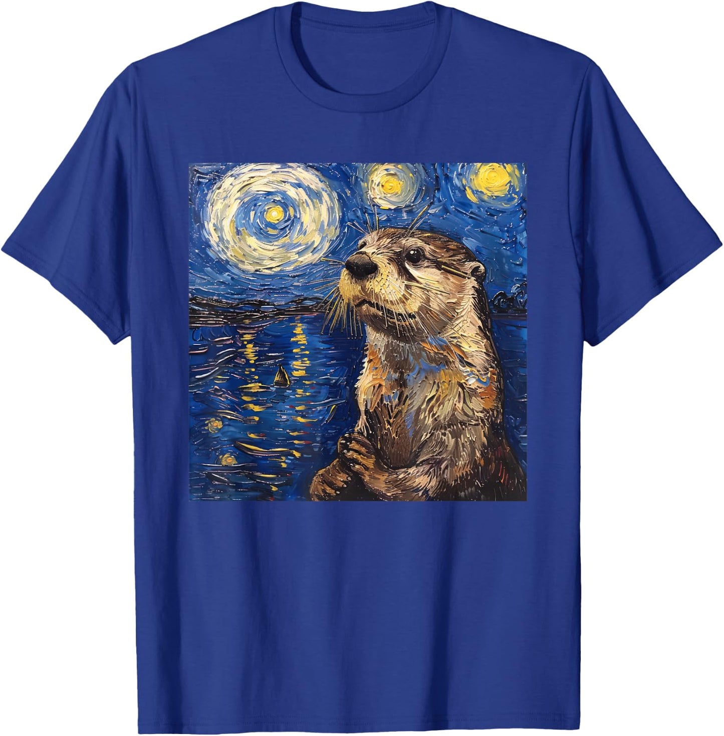 Otter Van Gogh Style Starry Night T-Shirt - T-Shirt | Royal