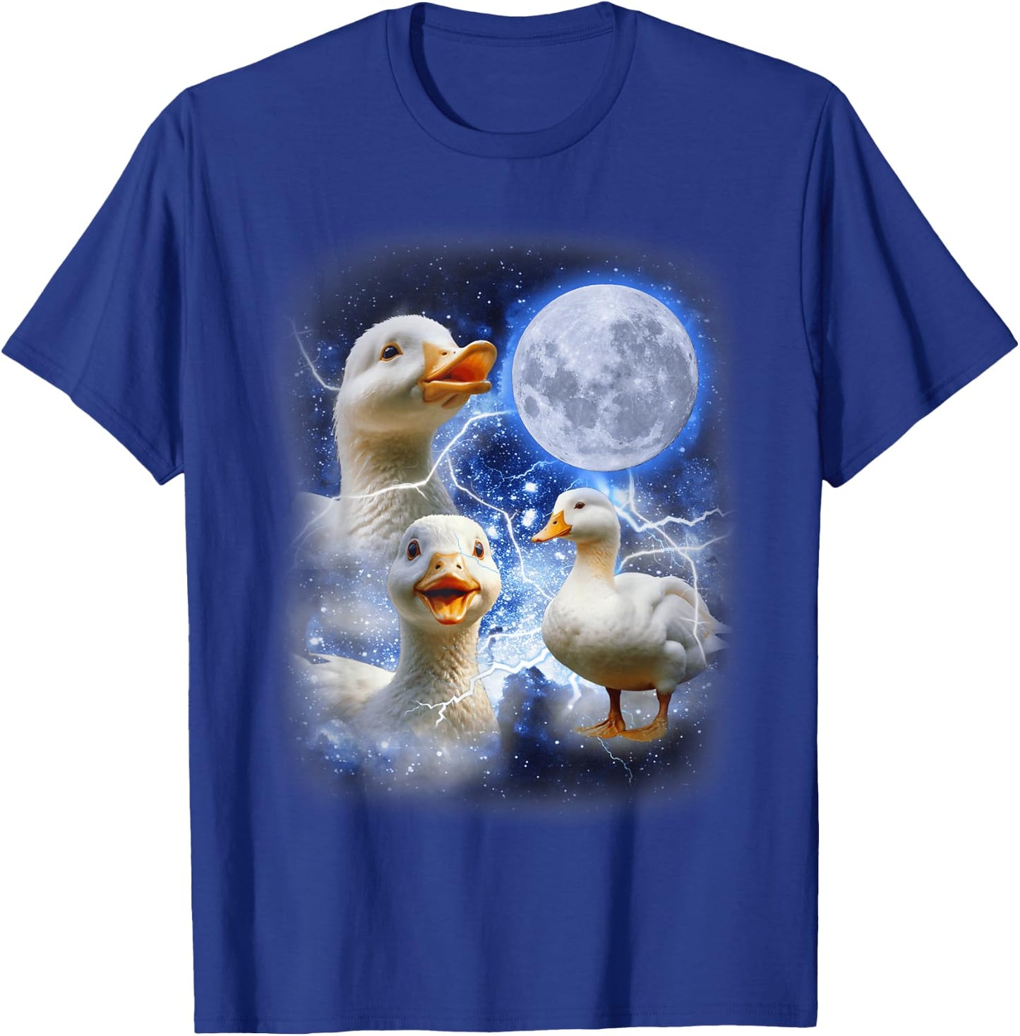 3 Ducks Moon Howl Funny Weird Cursed Pekin Duck Lover T-Shirt - T-Shirt | Royal