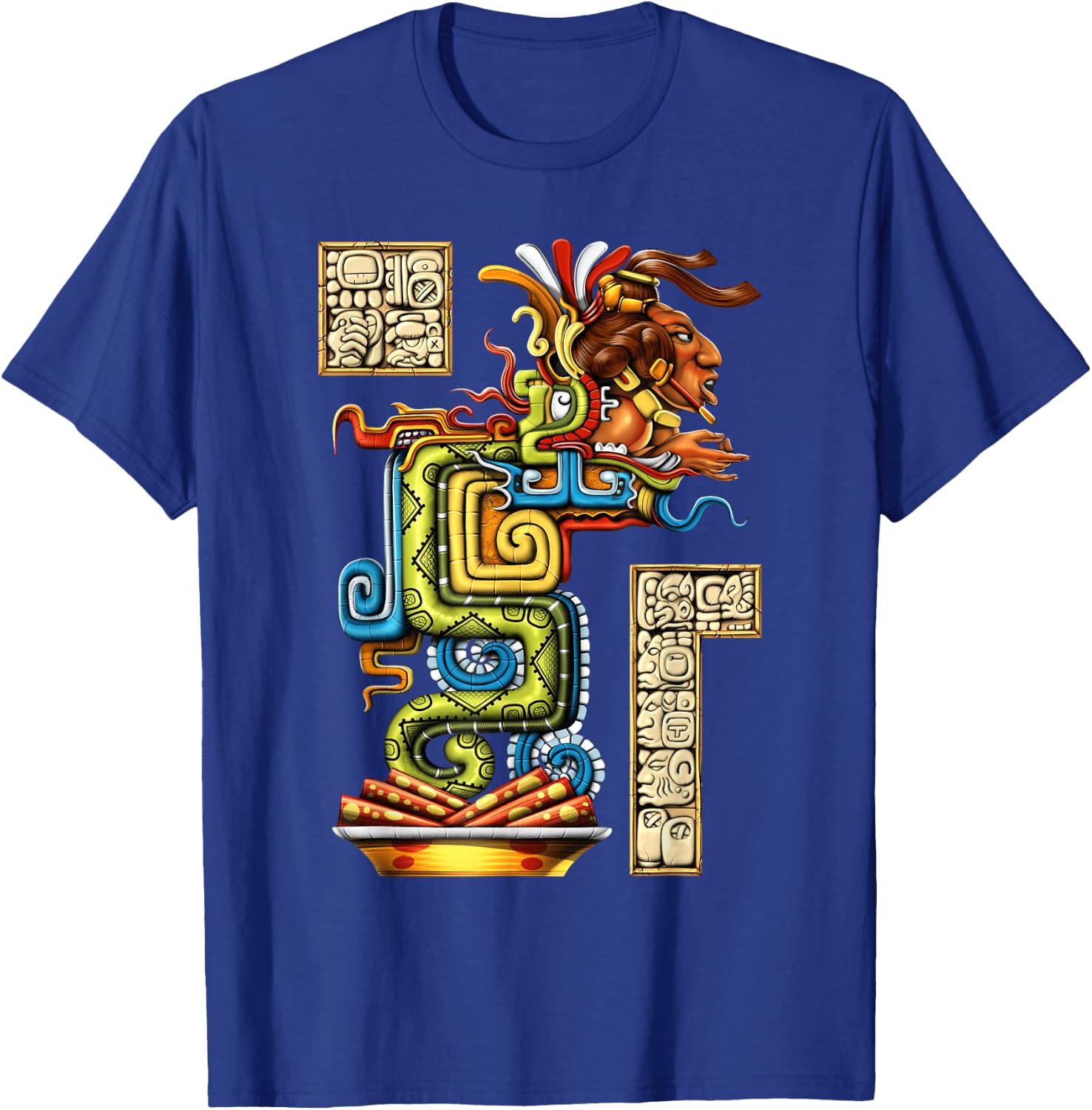 Quetzalcoatl Snake Aztec Mythology God Ancient Maya T-Shirt - T-Shirt | Royal