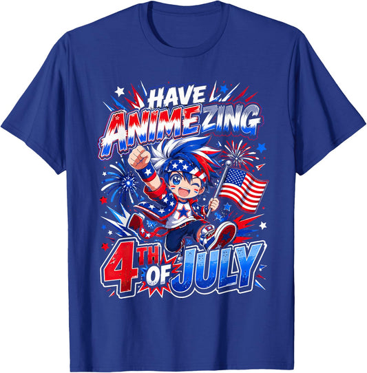 Animezing 4th of July Patriotic Anime Fan USA T-Shirt - T-Shirt | Royal